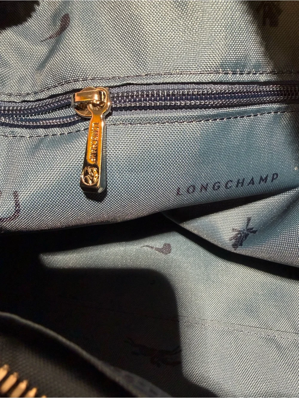 Longchamp Légende Black Gray Blue Croc-Embossed Leather Two Way Handbag